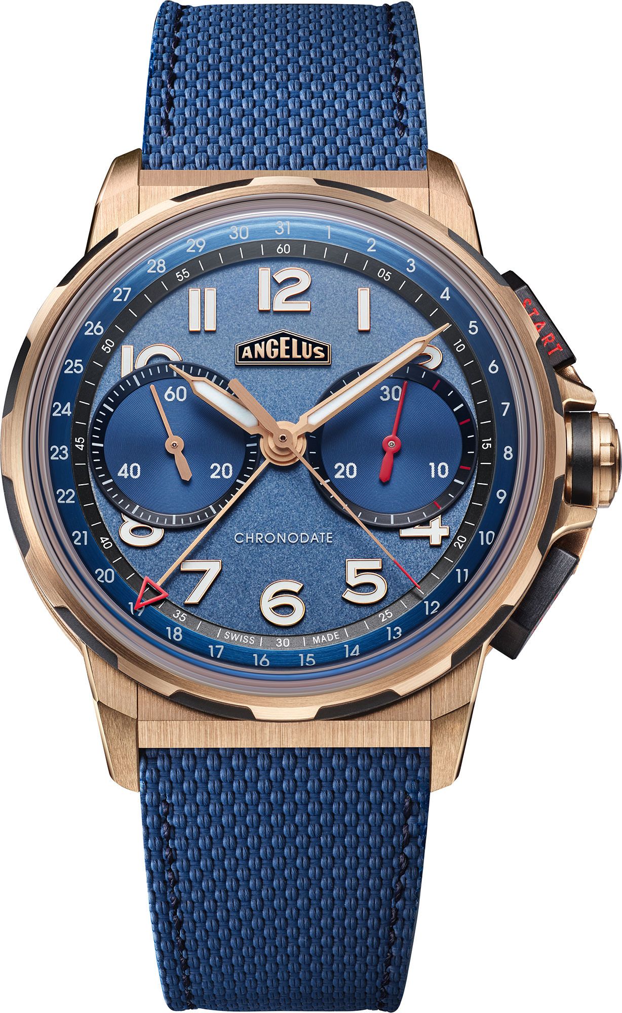 Angelus Chronodate Chronodate Gold Blue Dial 42.5 mm Automatic Watch For Men - 1