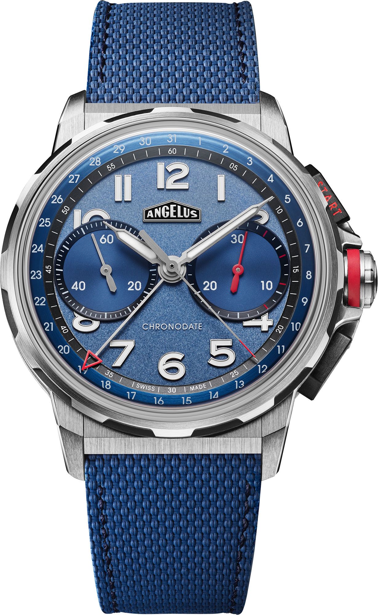 Angelus Chronodate Chronodate Titanium Blue Blue Dial 42.5 mm Automatic Watch For Men - 1