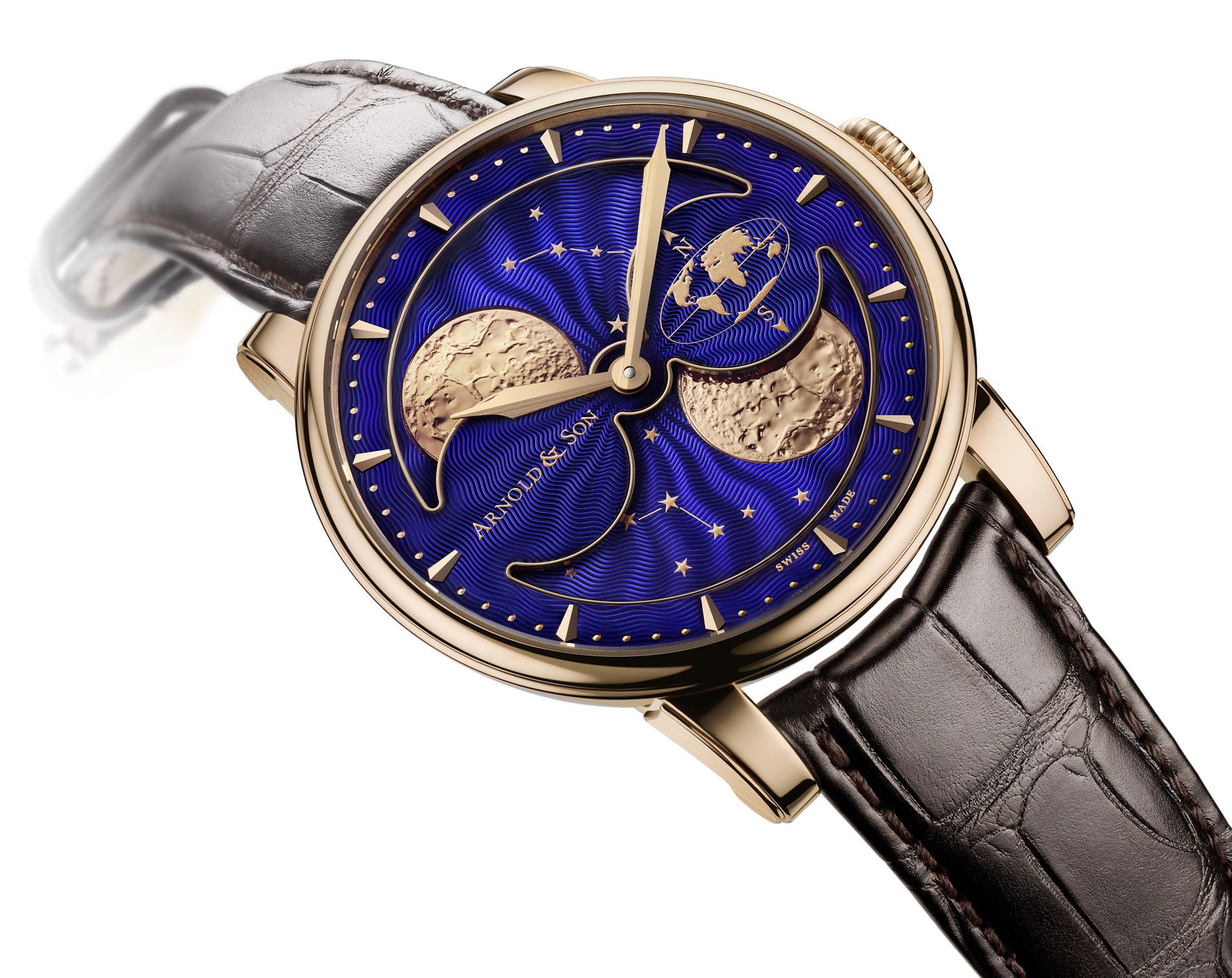 Arnold & Son Perpetual Moon Perpetual Moon Gold Blue Dial 42 mm Manual Winding Watch For Men - 2