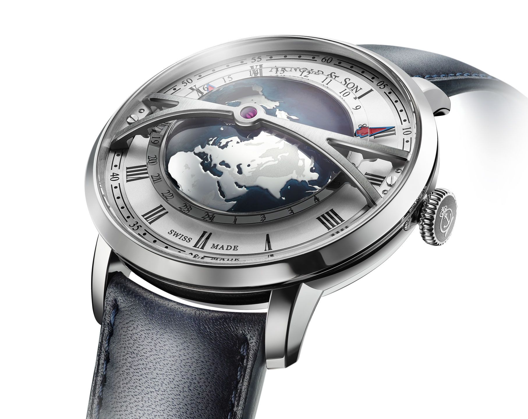 Arnold & Son Globetrotter  Silver Dial 45 mm Automatic Watch For Men - 6