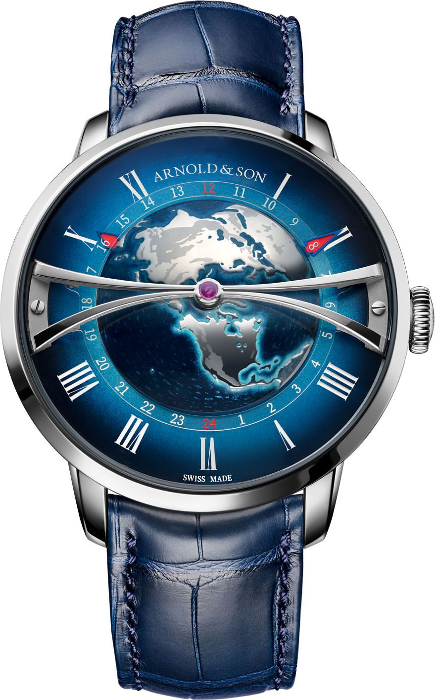 Arnold & Son Globetrotter Globetrotter Steel Blue Dial 45 mm Automatic Watch For Men - 1