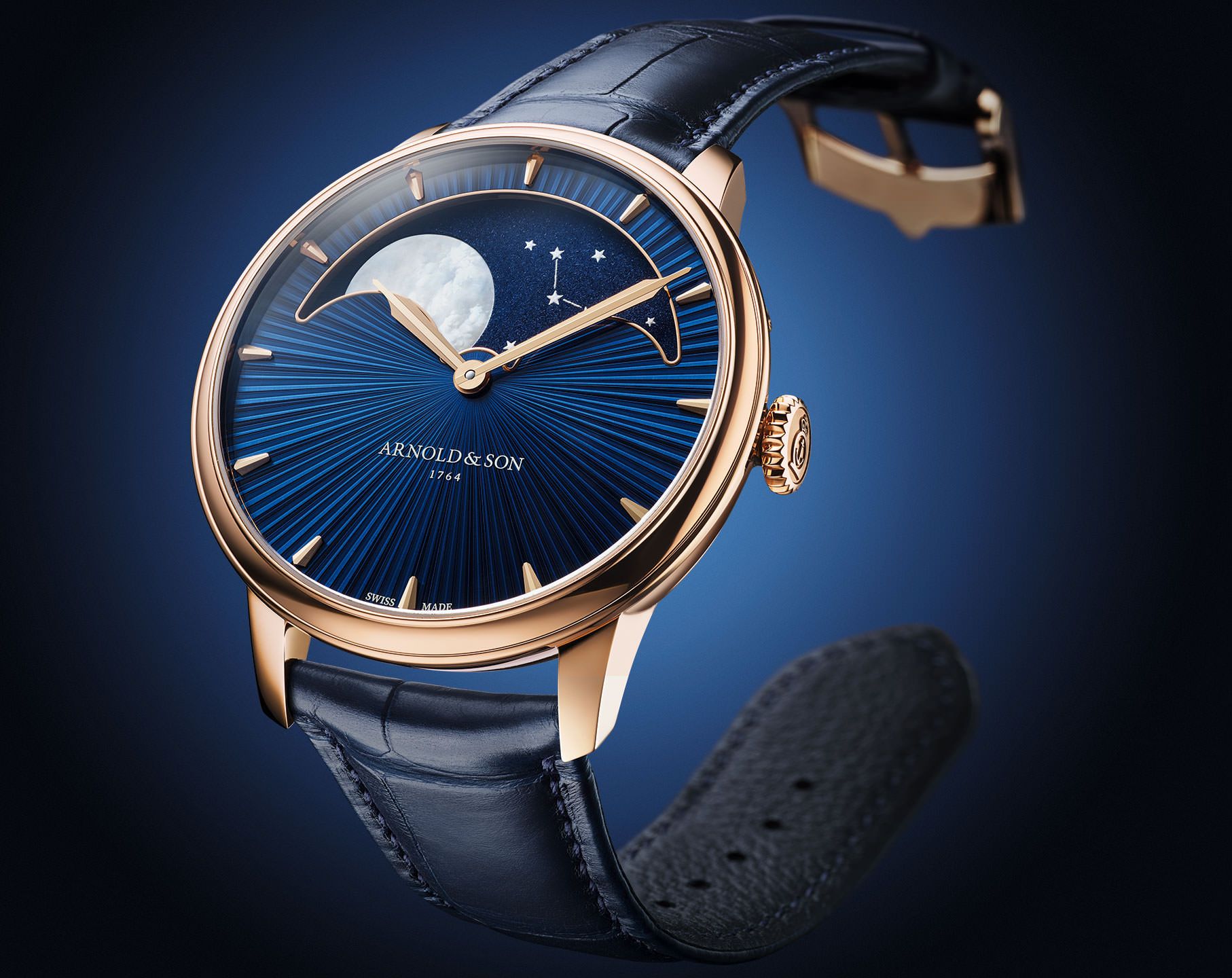 Arnold & Son Perpetual Moon Perpetual Moon Gold Blue Dial 41.5 mm Manual Winding Watch For Men - 5