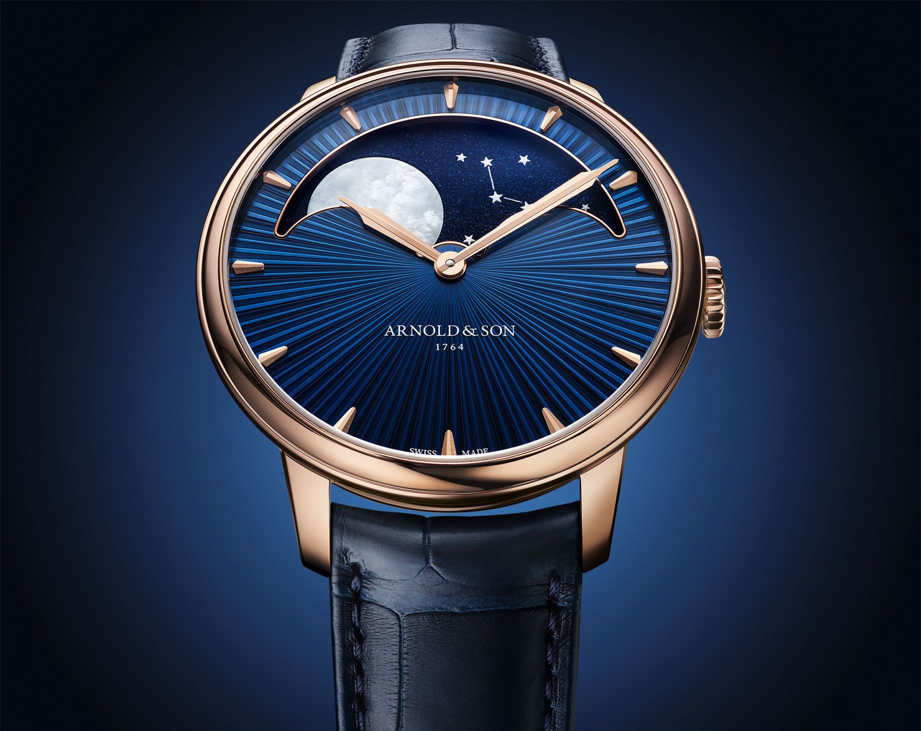 Arnold & Son Perpetual Moon Perpetual Moon Gold Blue Dial 41.5 mm Manual Winding Watch For Men - 3