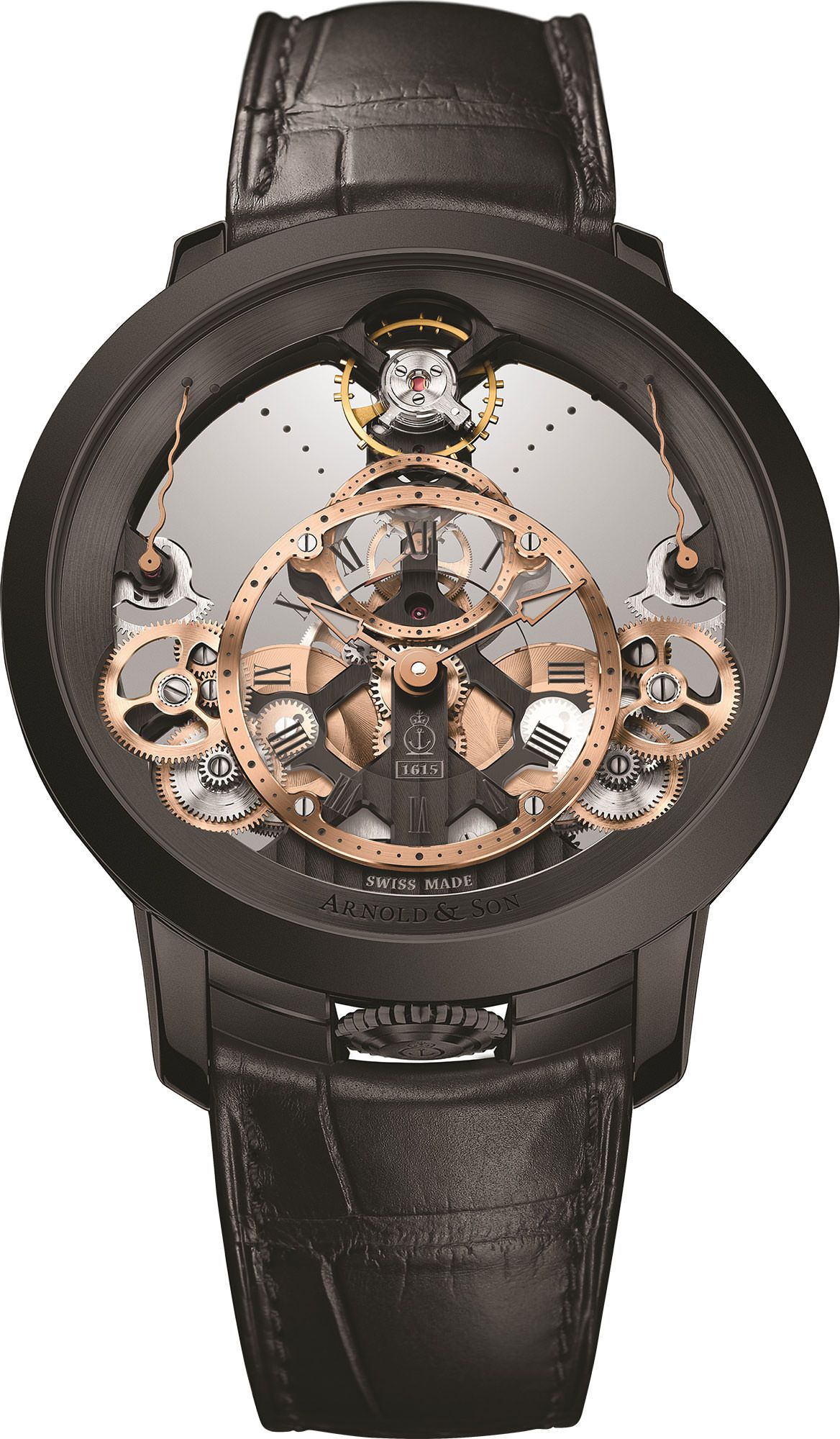 Arnold & Son Time Pyramid Time Pyramid Black Skeleton Dial 44.6 mm Manual Winding Watch For Men - 1