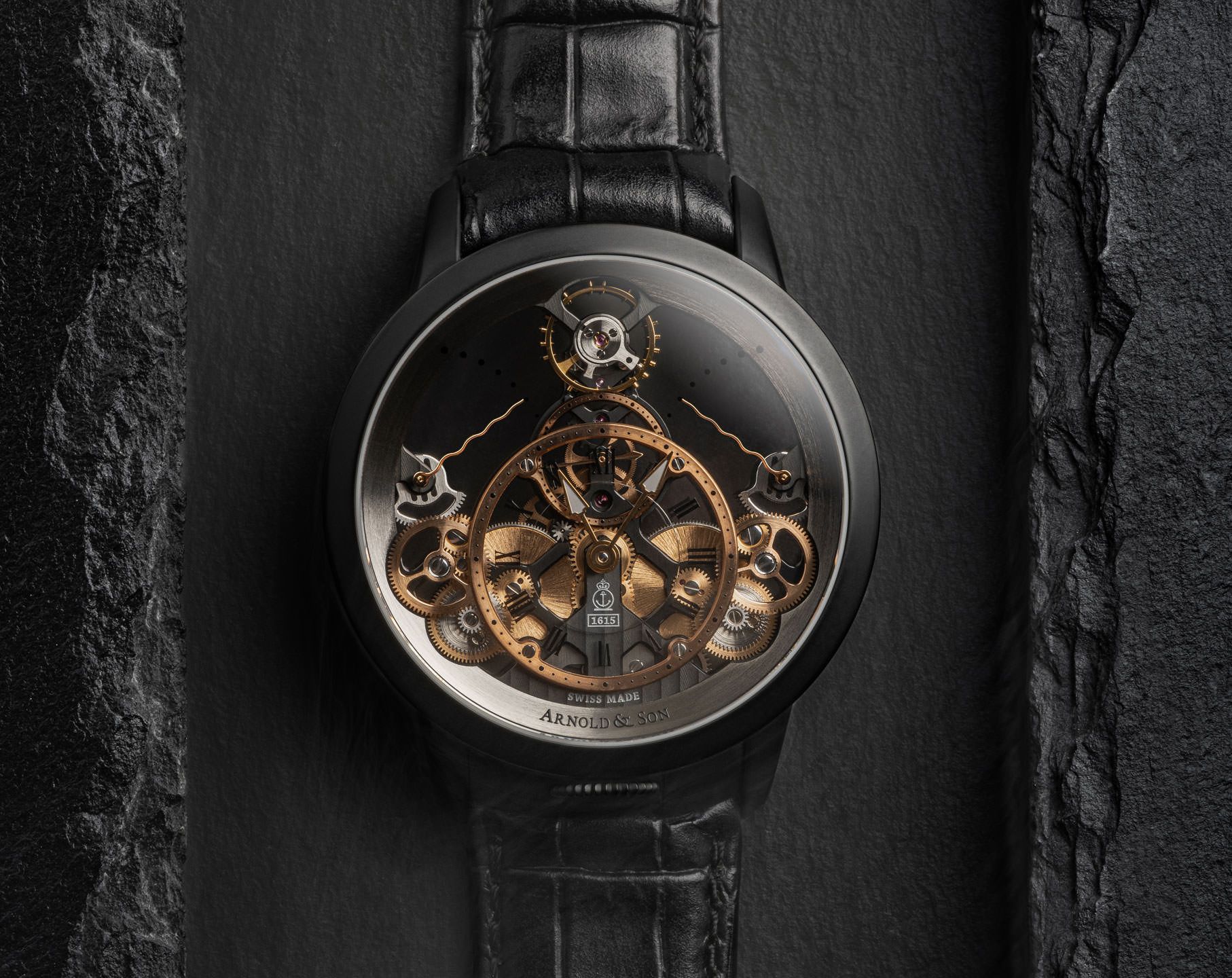 Arnold & Son Time Pyramid Time Pyramid Black Skeleton Dial 44.6 mm Manual Winding Watch For Men - 5