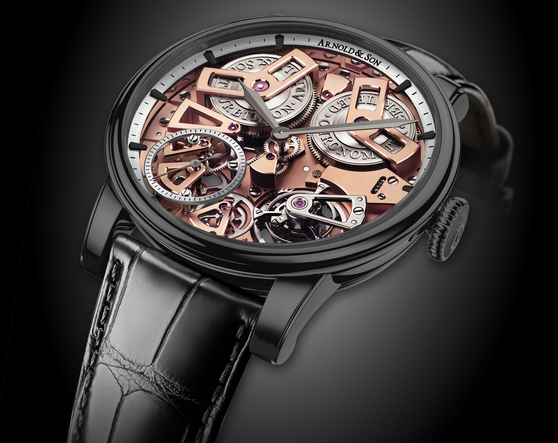 Arnold & Son Tourbillon Chrono 36 Tourbillon Chronometer 36 Black Skeleton Dial 46 mm Manual Winding Watch For Men - 2