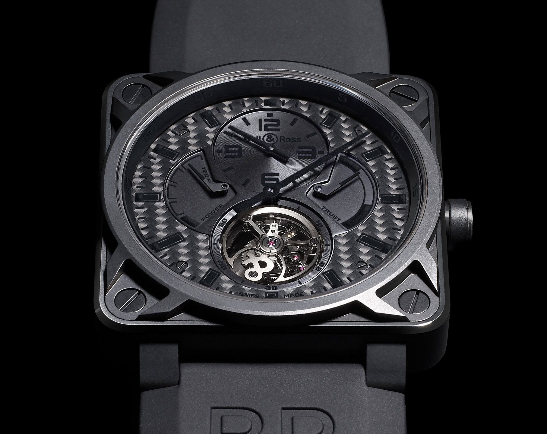 Bell & Ross Aviation BR 01 Tourbillon Black Dial 46 mm Mechanical Watch For Men - 3