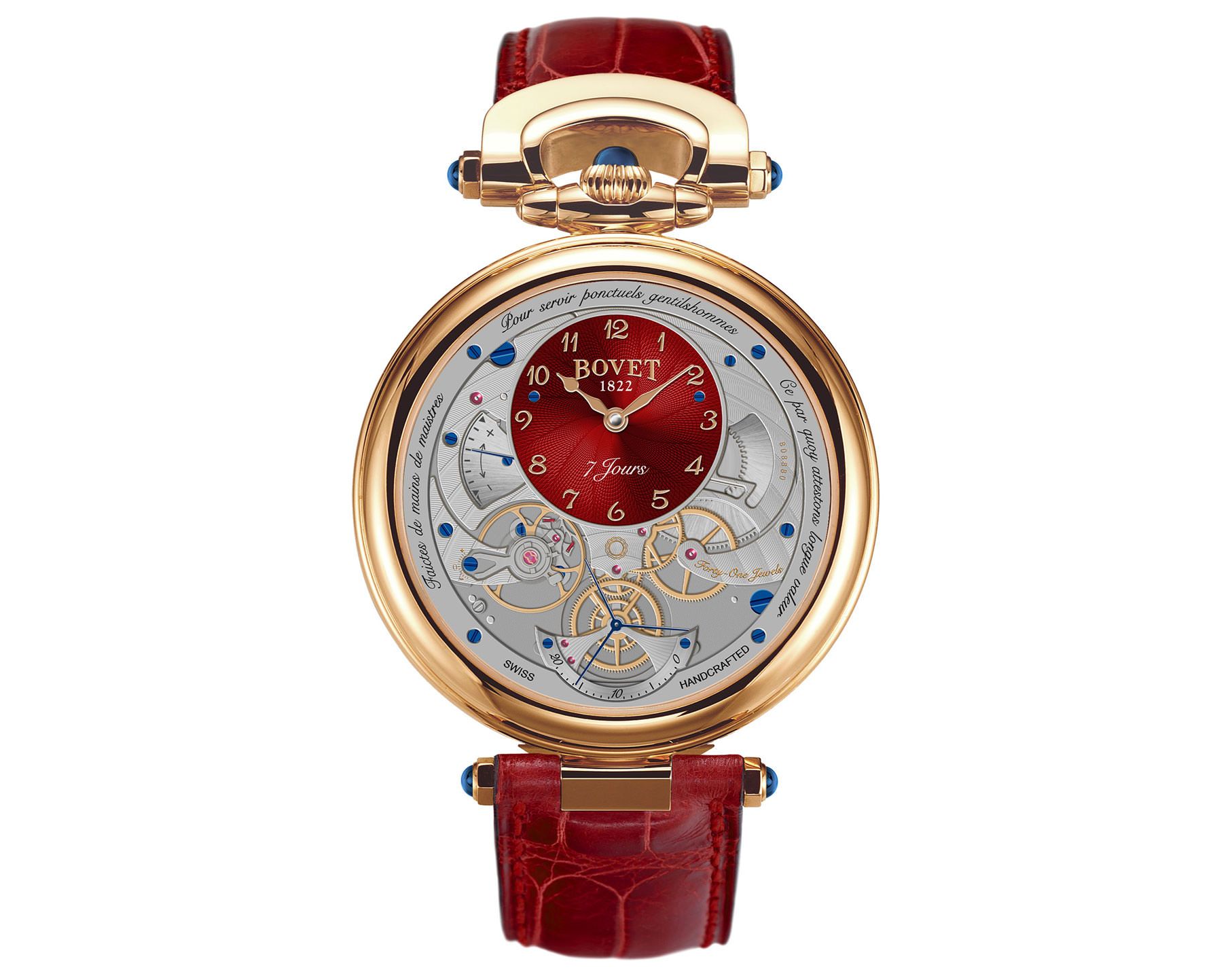 Bovet Fleurier Monsieur Bovet Red Dial 43 mm Manual Winding Watch For Men - 2