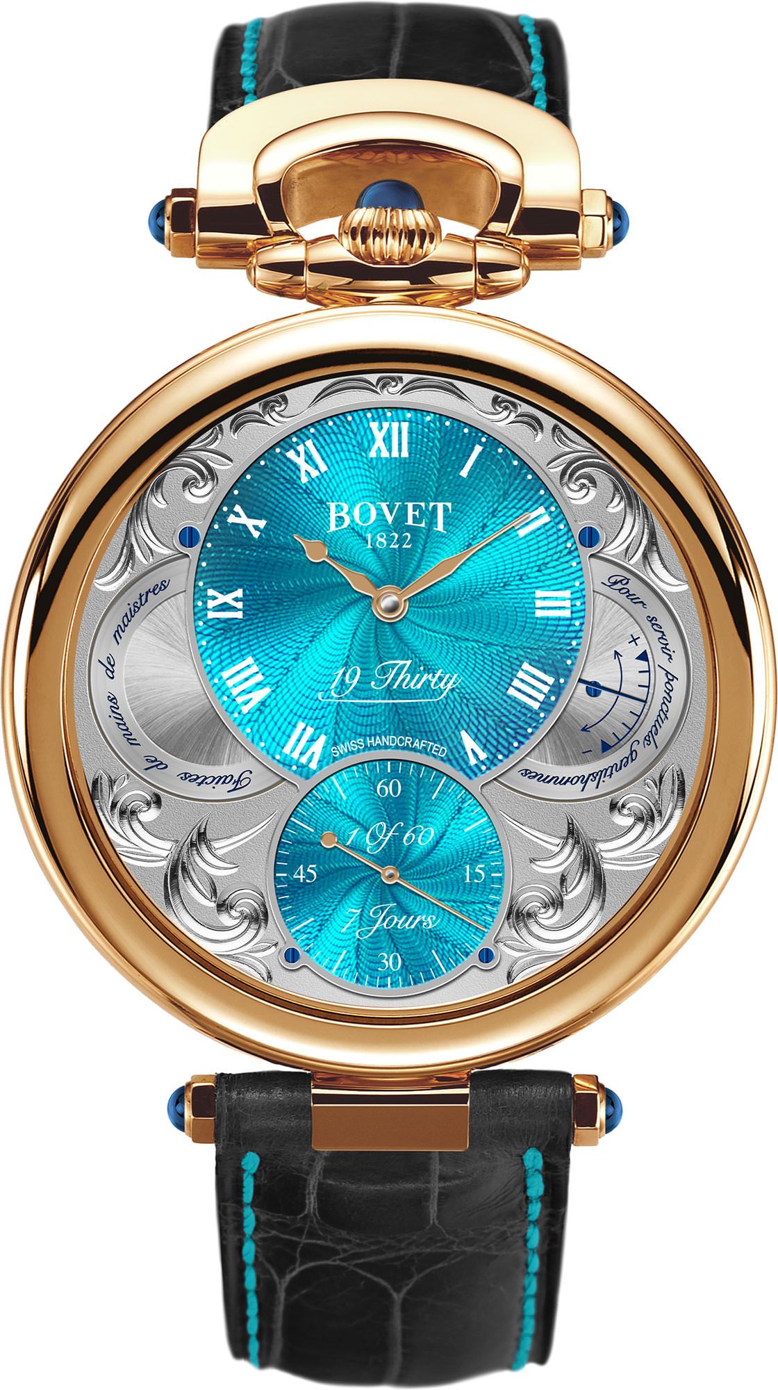 Bovet Fleurier 19Thirty Great Guilloché Turquoise Dial 42 mm Manual Winding Watch For Men - 1