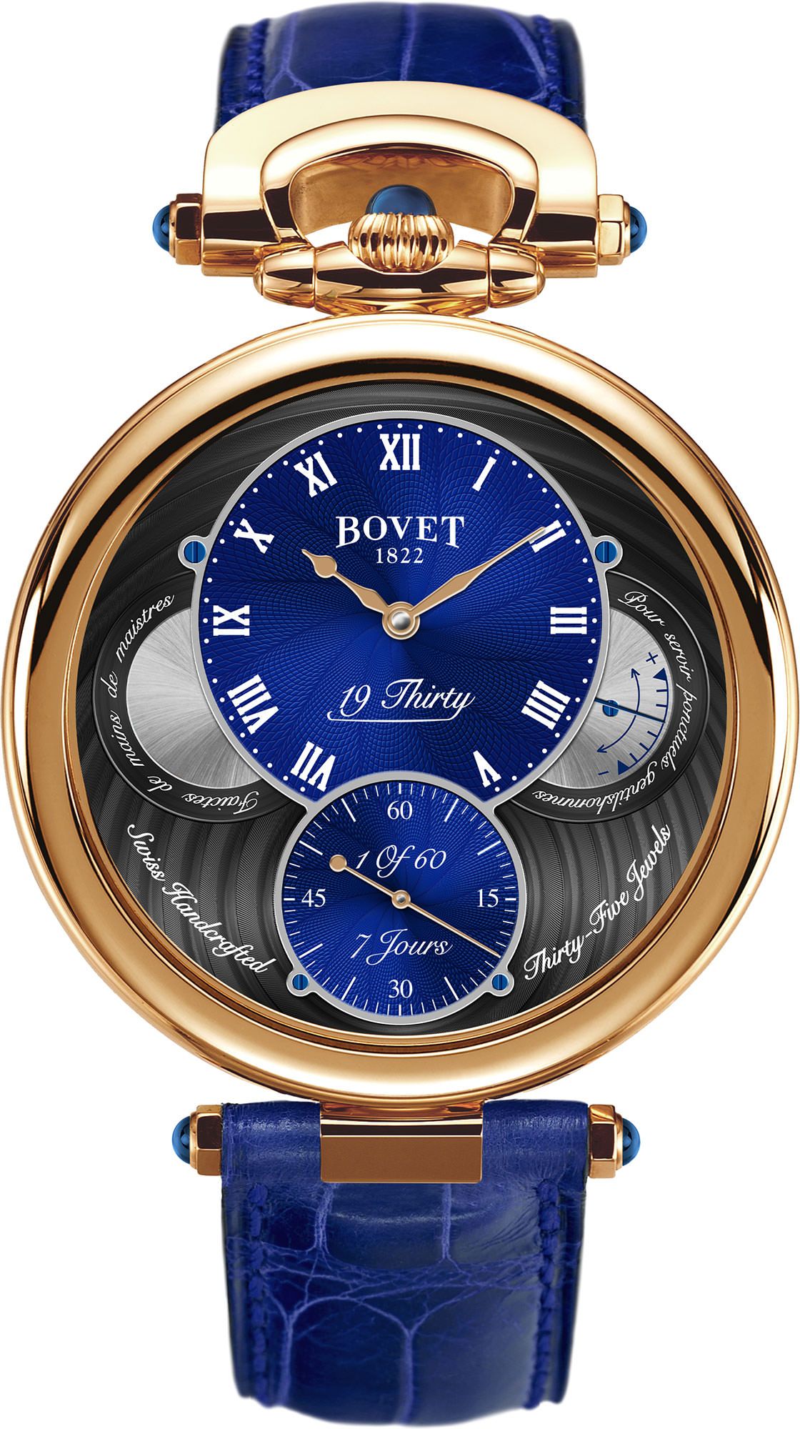 Bovet Fleurier 19Thirty Great Guilloché Blue Dial 42 mm Manual Winding Watch For Men - 1