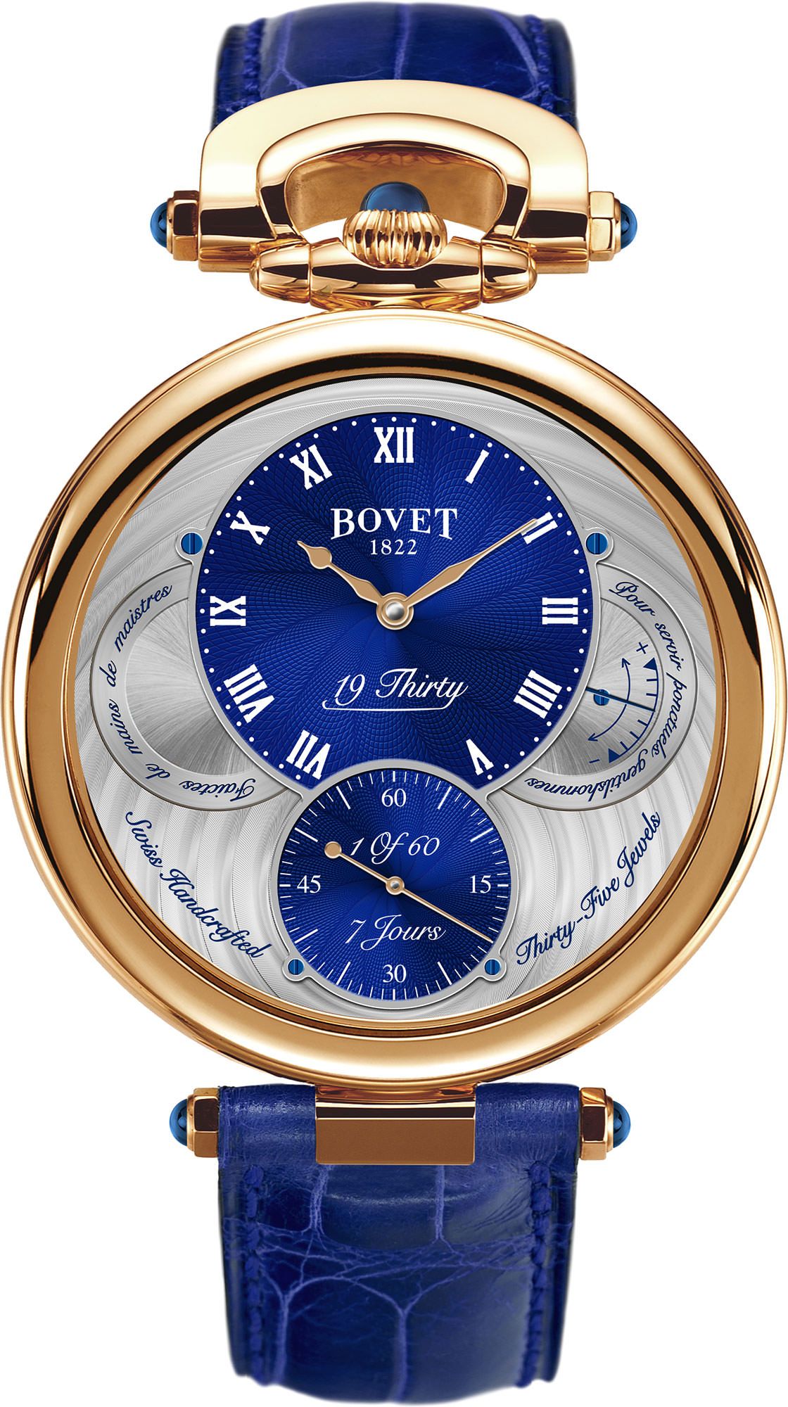 Bovet Fleurier 19Thirty Great Guilloché Blue Dial 42 mm Manual Winding Watch For Men - 1