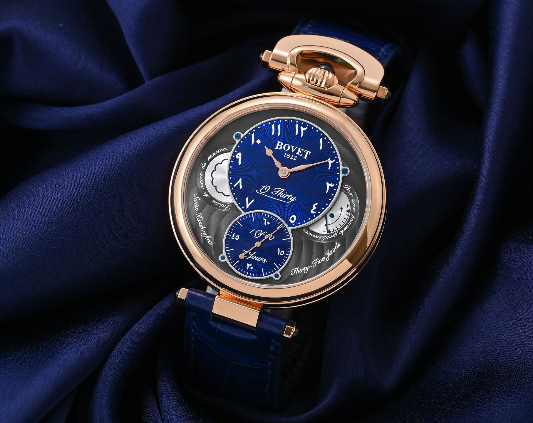 Bovet Fleurier 19Thirty Great Guilloché Blue Dial 42 mm Manual Winding Watch For Men - 4