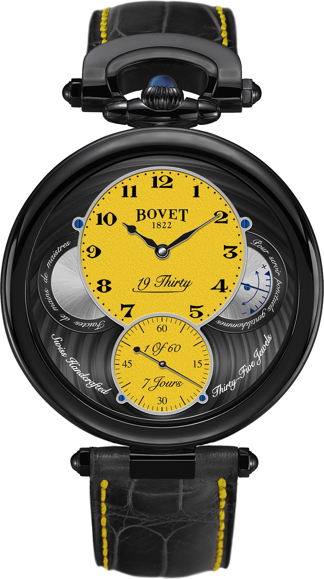 Bovet Fleurier 19Thirty Great Guilloché Yellow Dial 42 mm Manual Winding Watch For Men - 1