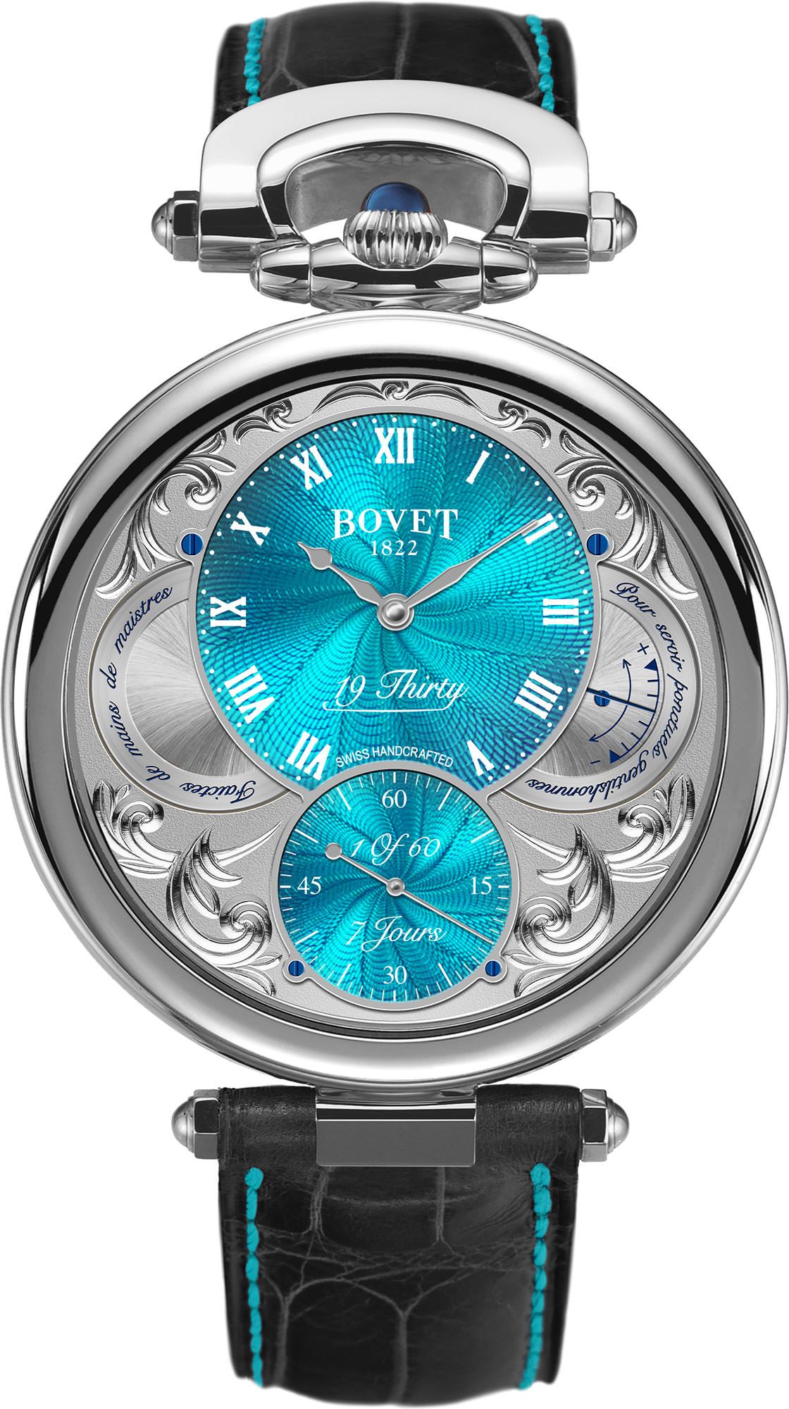 Bovet Fleurier 19Thirty Great Guilloché Turquoise Dial 42 mm Manual Winding Watch For Men - 1