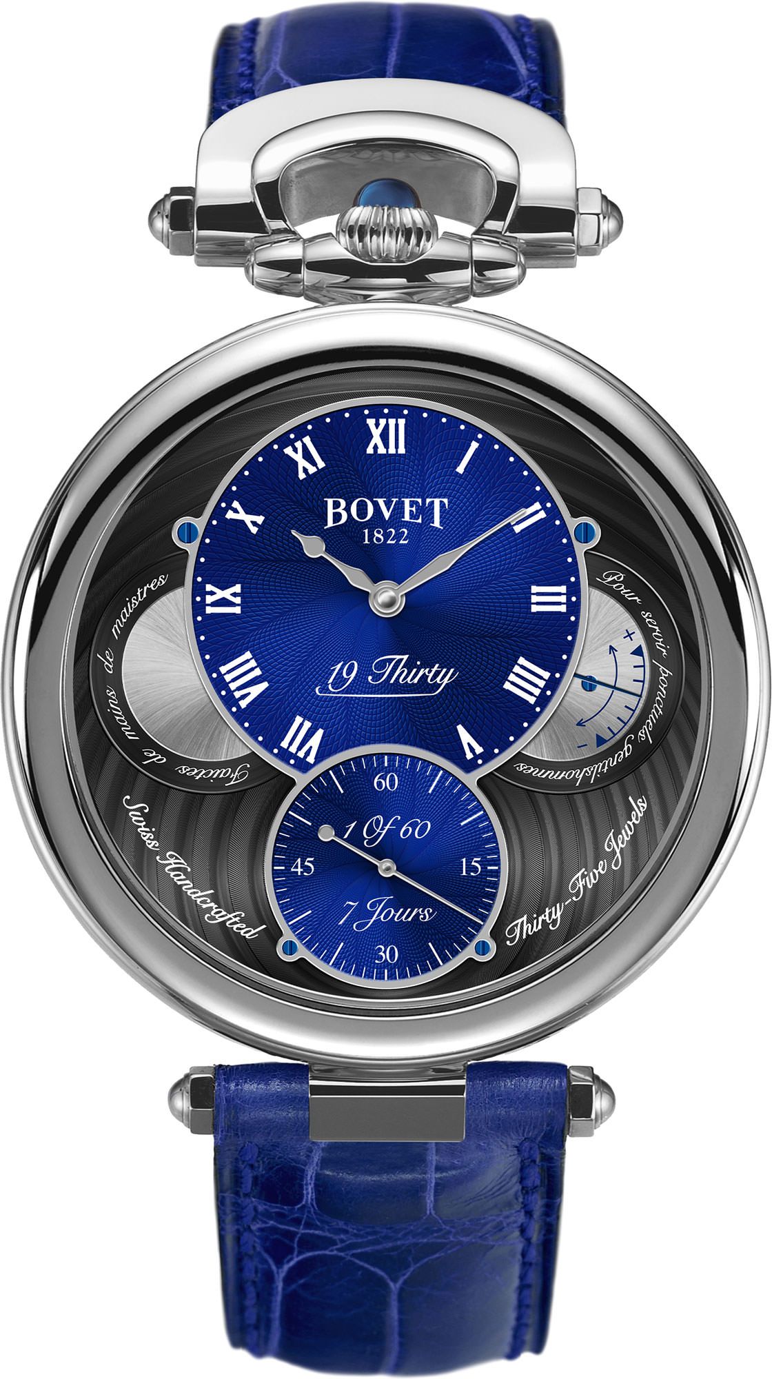 Bovet Fleurier 19Thirty Great Guilloché Blue Dial 42 mm Manual Winding Watch For Men - 1