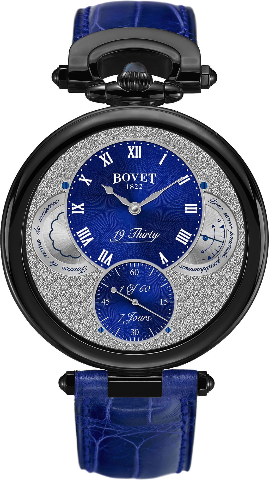 Bovet Fleurier 19Thirty Great Guilloché Blue Dial 42 mm Manual Winding Watch For Men - 1