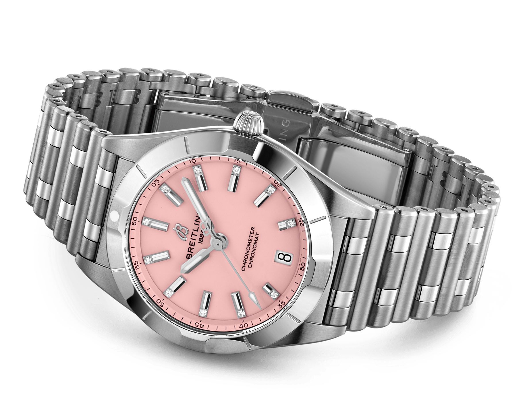 Breitling Chronomat  Pink Dial 32 mm Quartz Watch For Women - 4