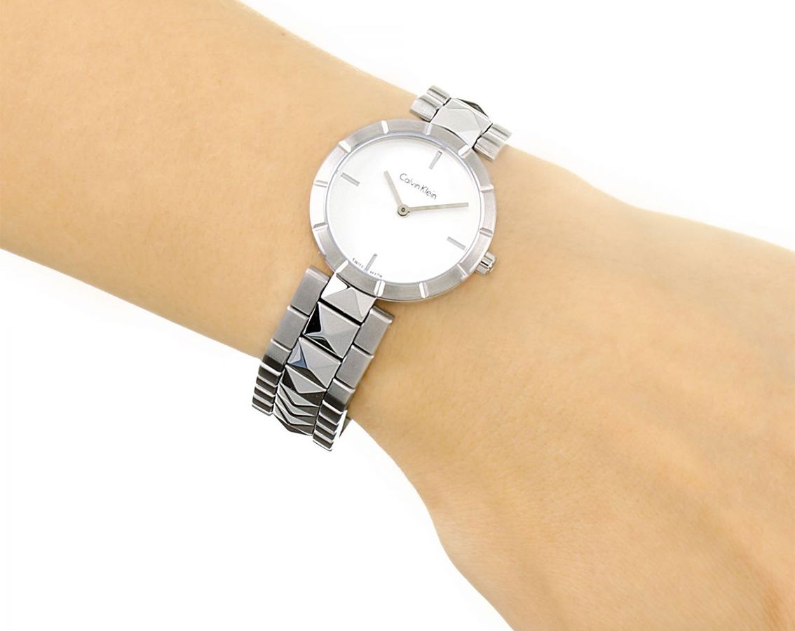 Calvin Klein Edge  Silver Dial 30 mm Quartz Watch For Women - 4