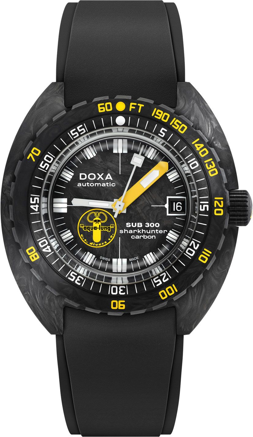 Doxa SUB 300 Carbon Aqua Lung US Divers Sharkhunter Black Dial 42.5 mm Automatic Watch For Men - 1