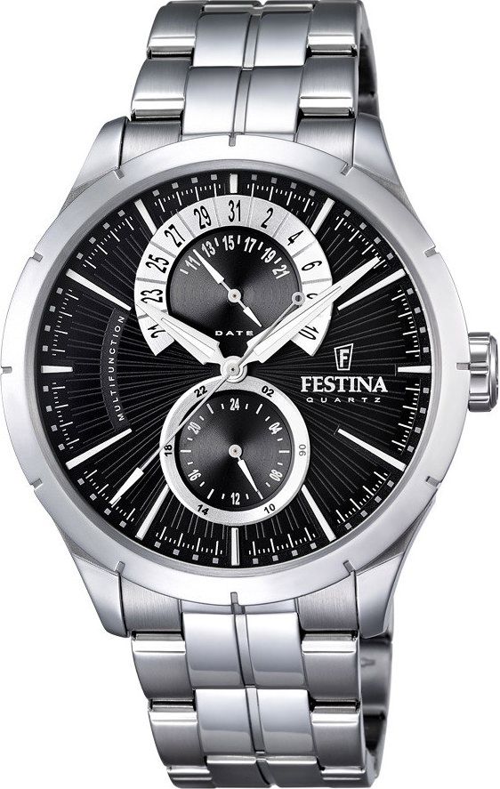 Festina Retro  Black Dial 45.5 mm Quartz Watch For Men - 1