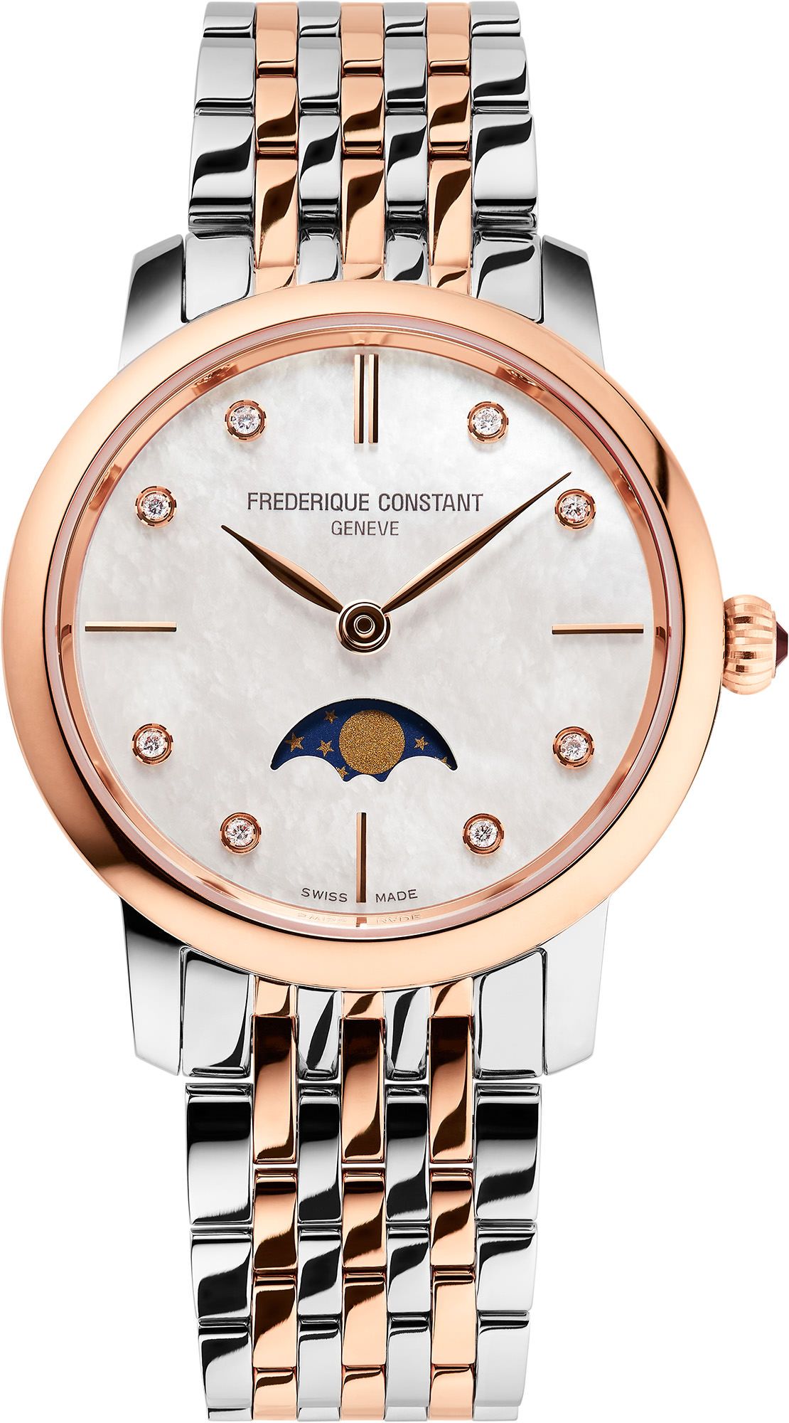 Frederique Constant Slimline Ladies MoonPhase MOP Dial 30 mm Quartz Watch For Women - 1