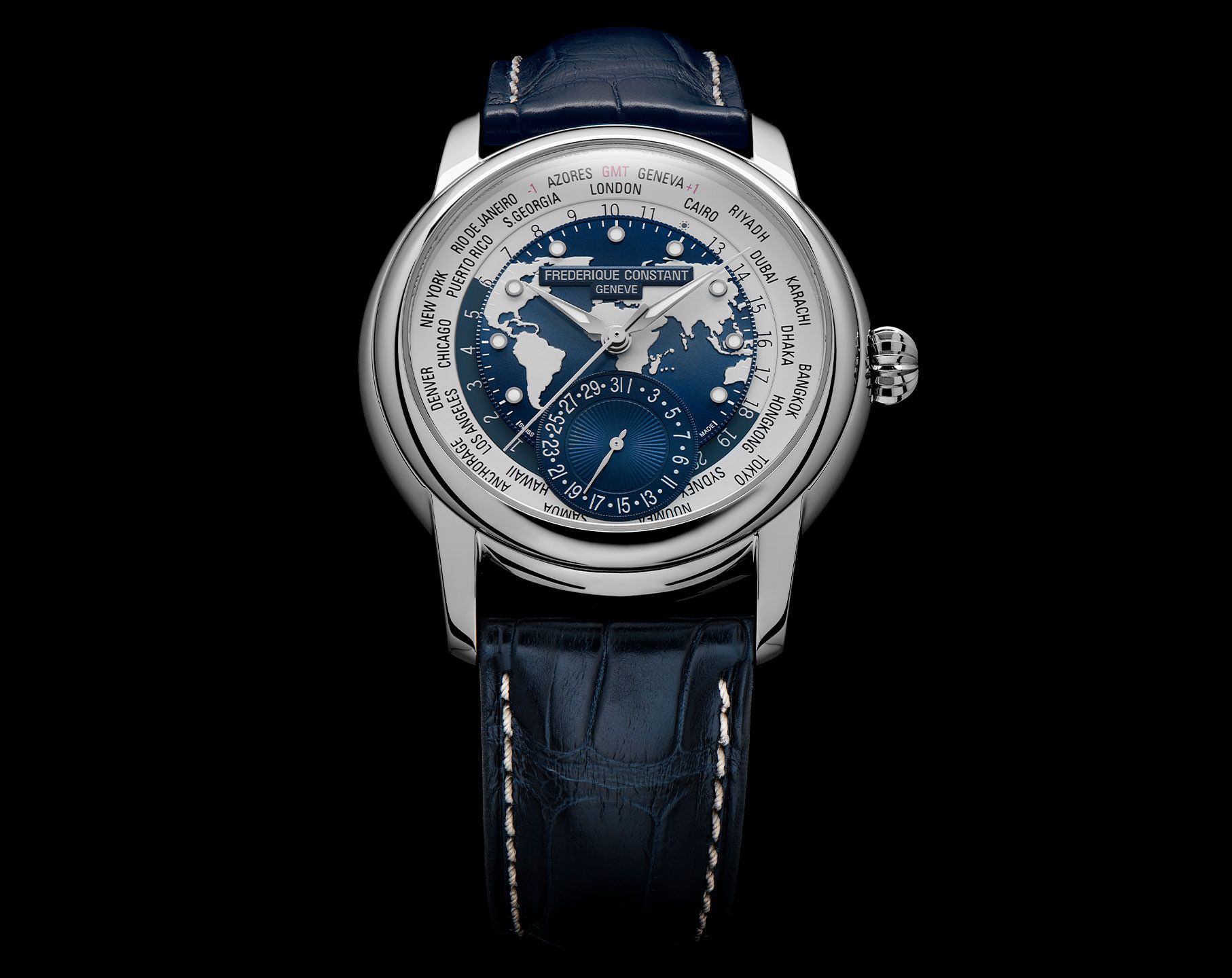 Frederique Constant Manufacture Classic WorldTimer Blue Dial 42 mm Automatic Watch For Men - 4