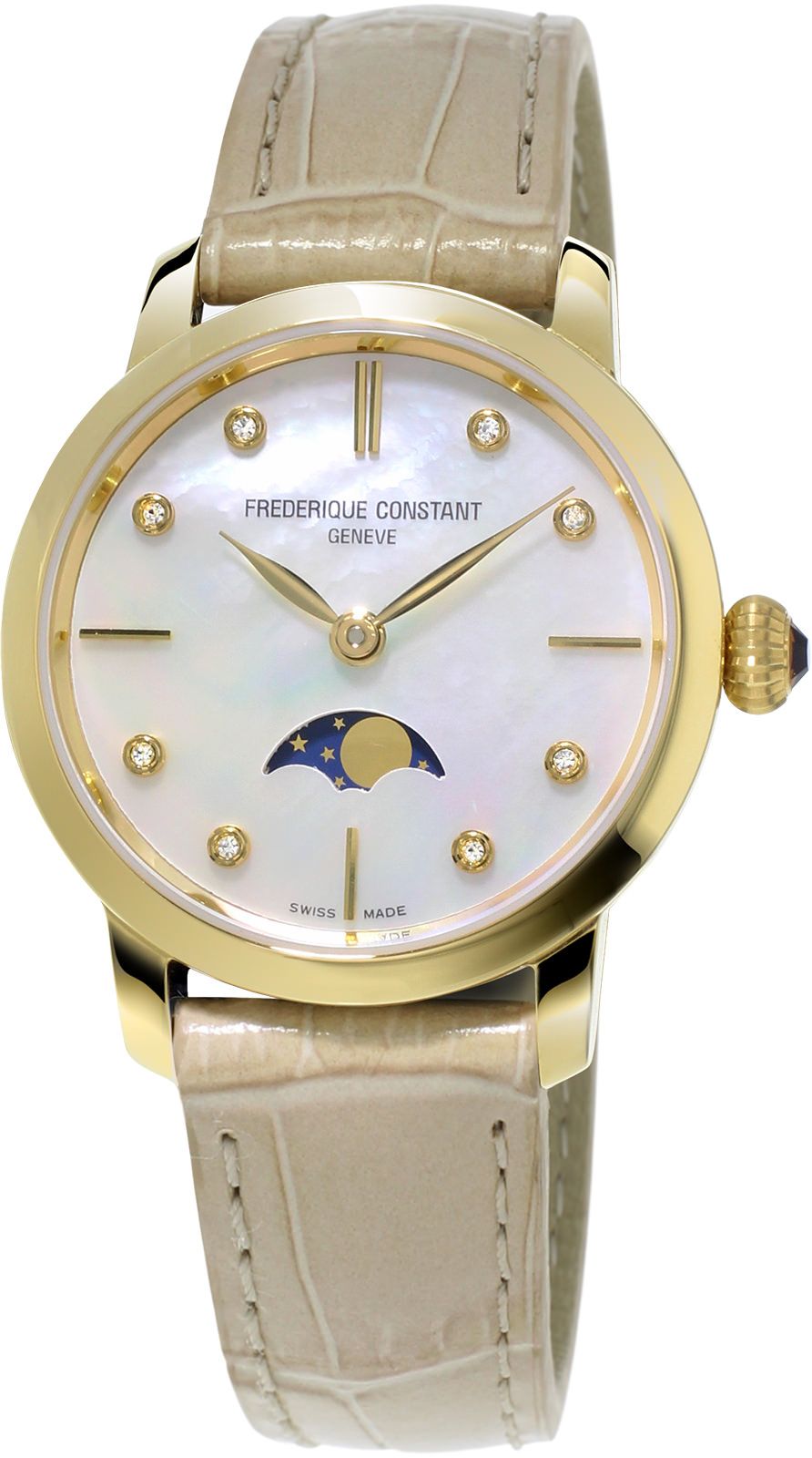 Frederique Constant Slimline Ladies MoonPhase MOP Dial 30 mm Quartz Watch For Women - 1