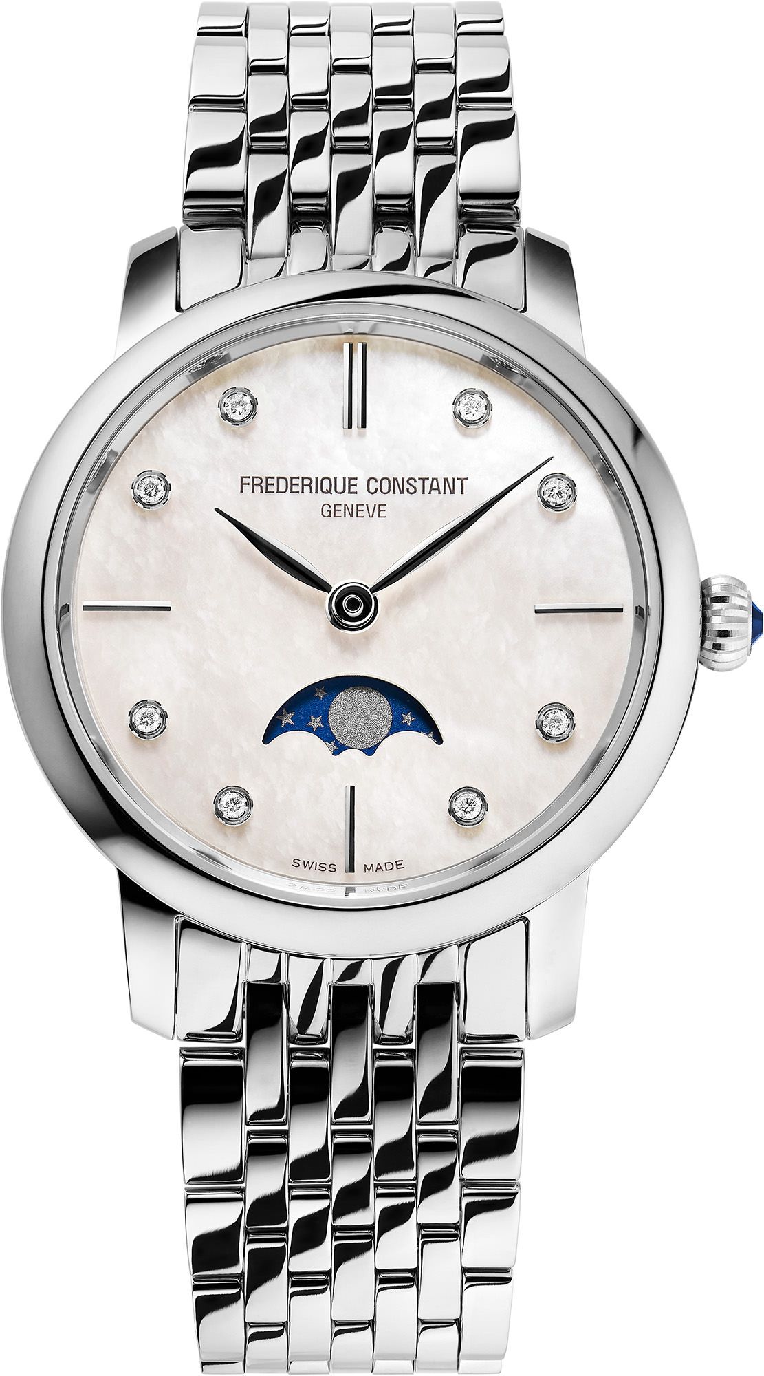 Frederique Constant Slimline Ladies MoonPhase MOP Dial 30 mm Quartz Watch For Women - 1