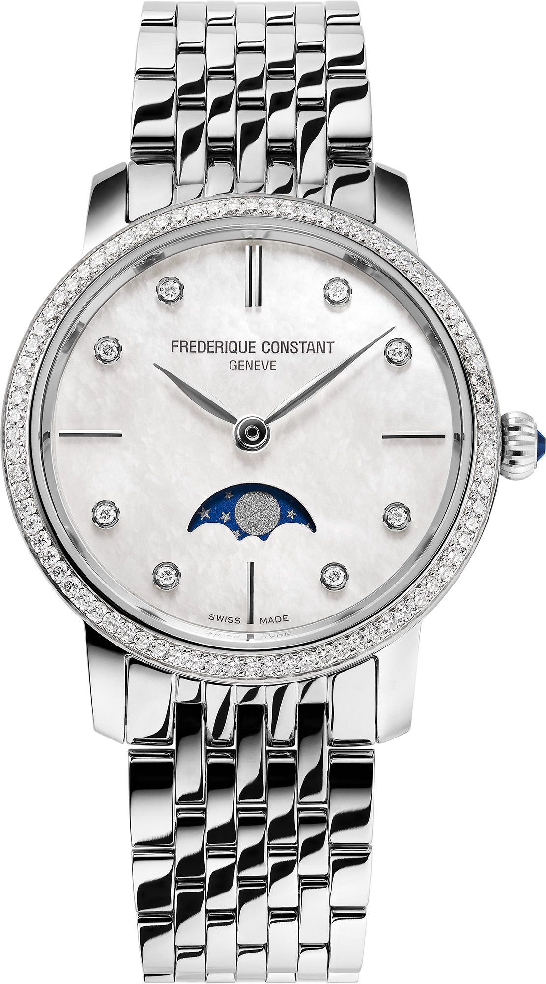 Frederique Constant Slimline Ladies MoonPhase MOP Dial 30 mm Quartz Watch For Women - 1