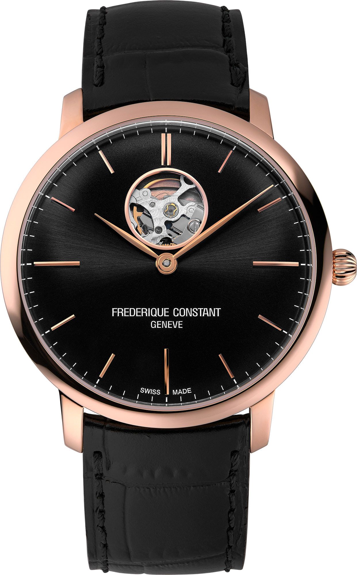 Frederique Constant Slimline Heart Beat Automatic Black Dial 40 mm Automatic Watch For Men - 1