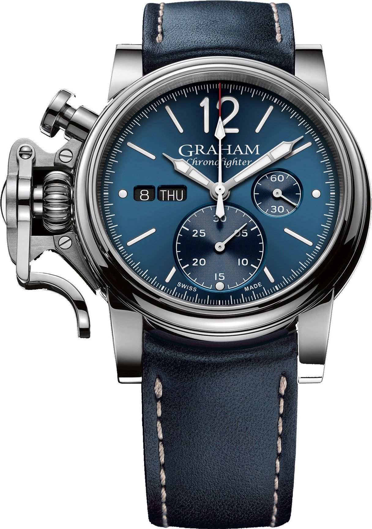 Graham Chronofighter Vintage  Blue Dial 44 mm Automatic Watch For Men - 1