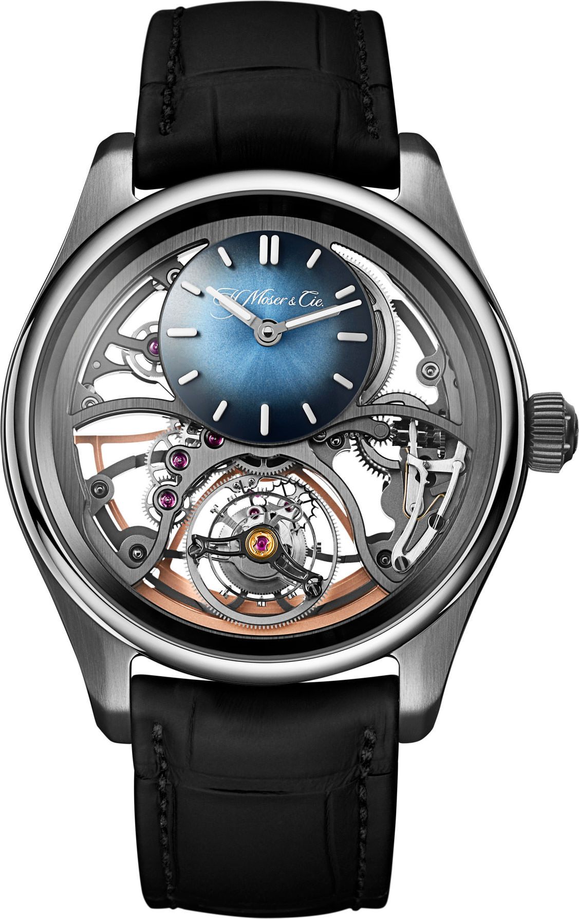 H. Moser & Cie. Pioneer Cylindrical Tourbillon Skeleton Skeleton Dial 42.8 mm Automatic Watch For Men - 1