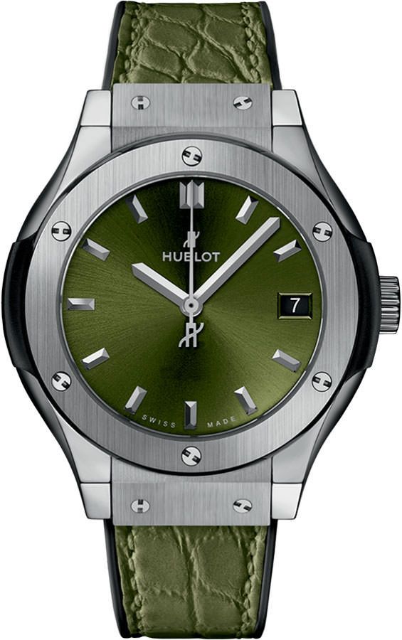 Hublot Classic Fusion 3-Hands Green Dial 33 mm Quartz Watch For Women - 1