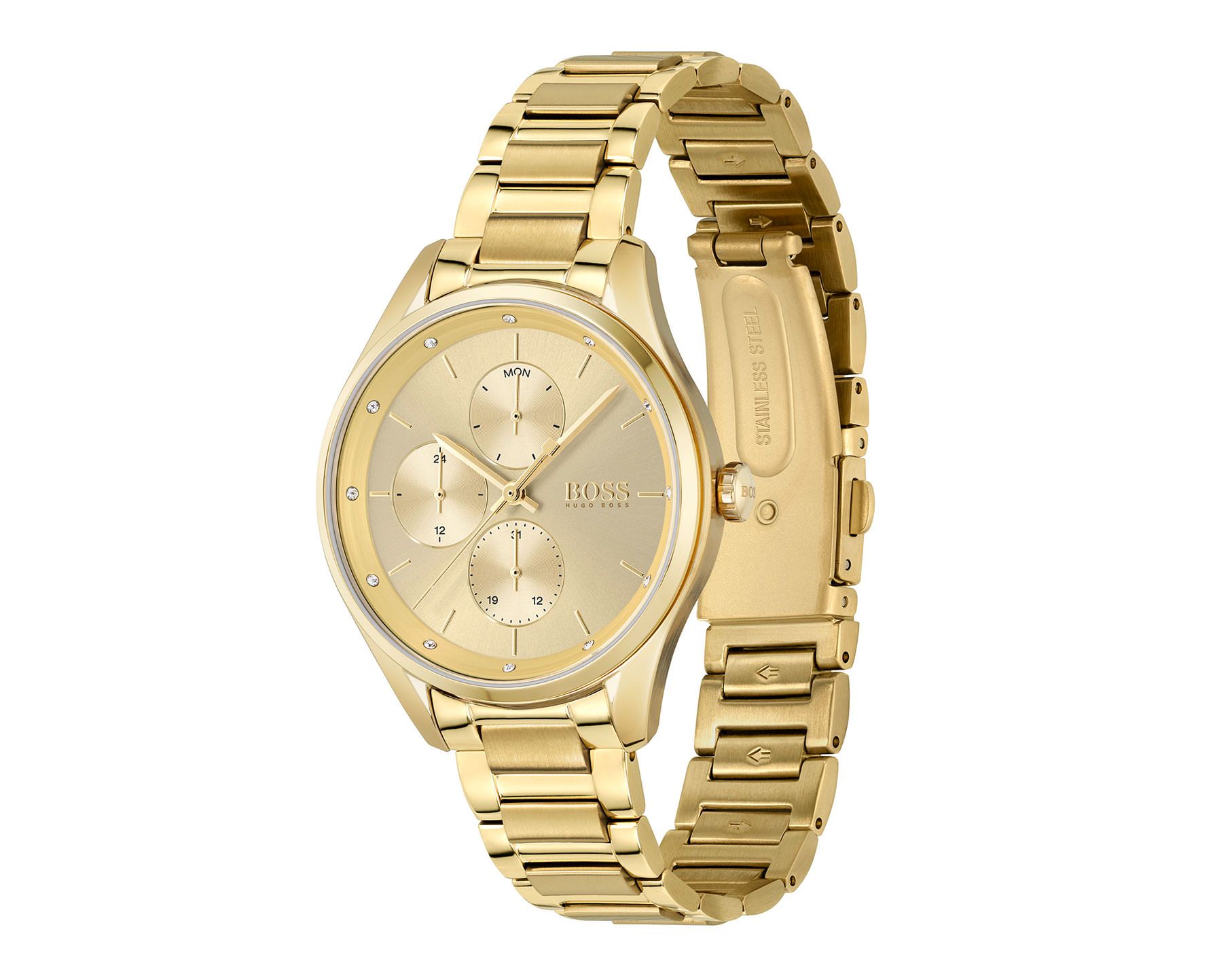 Boss Sport  Gold Dial 36 mm Quartz Watch For Women - 3