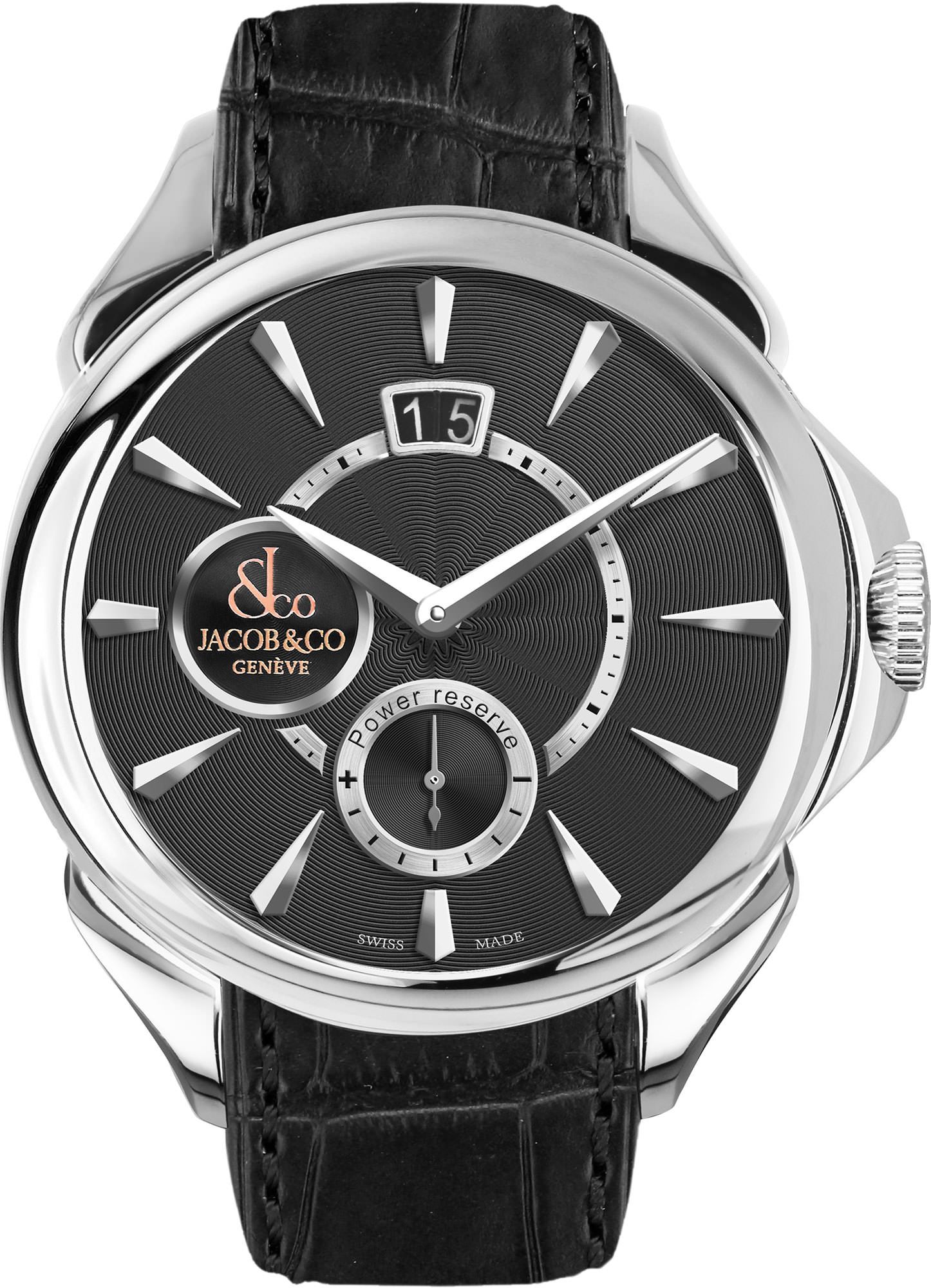 Jacob & Co. Palatial Palatial Classic Manual Big Date Black Dial 42 mm Manual Winding Watch For Men - 1