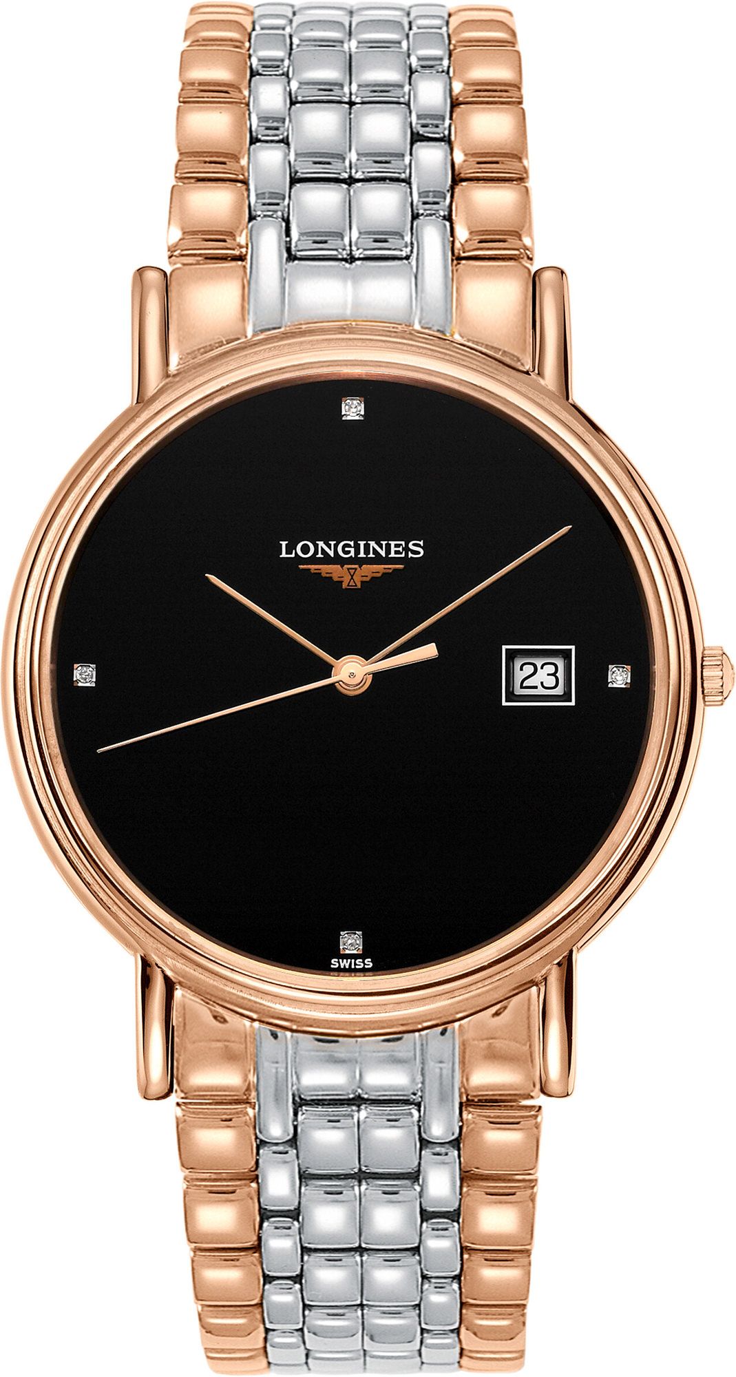 Longines Elegance Presence Black Dial 38.50 mm Quartz Watch For Unisex - 1