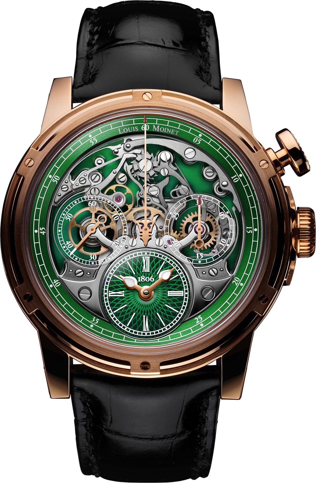 Louis Moinet Mechanical Wonders Memoris 18K Green Dial 46 mm Automatic Watch For Men - 1