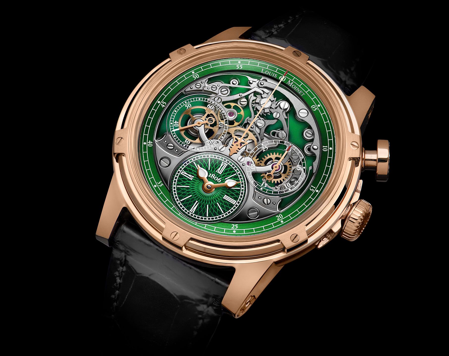 Louis Moinet Mechanical Wonders Memoris 18K Green Dial 46 mm Automatic Watch For Men - 2