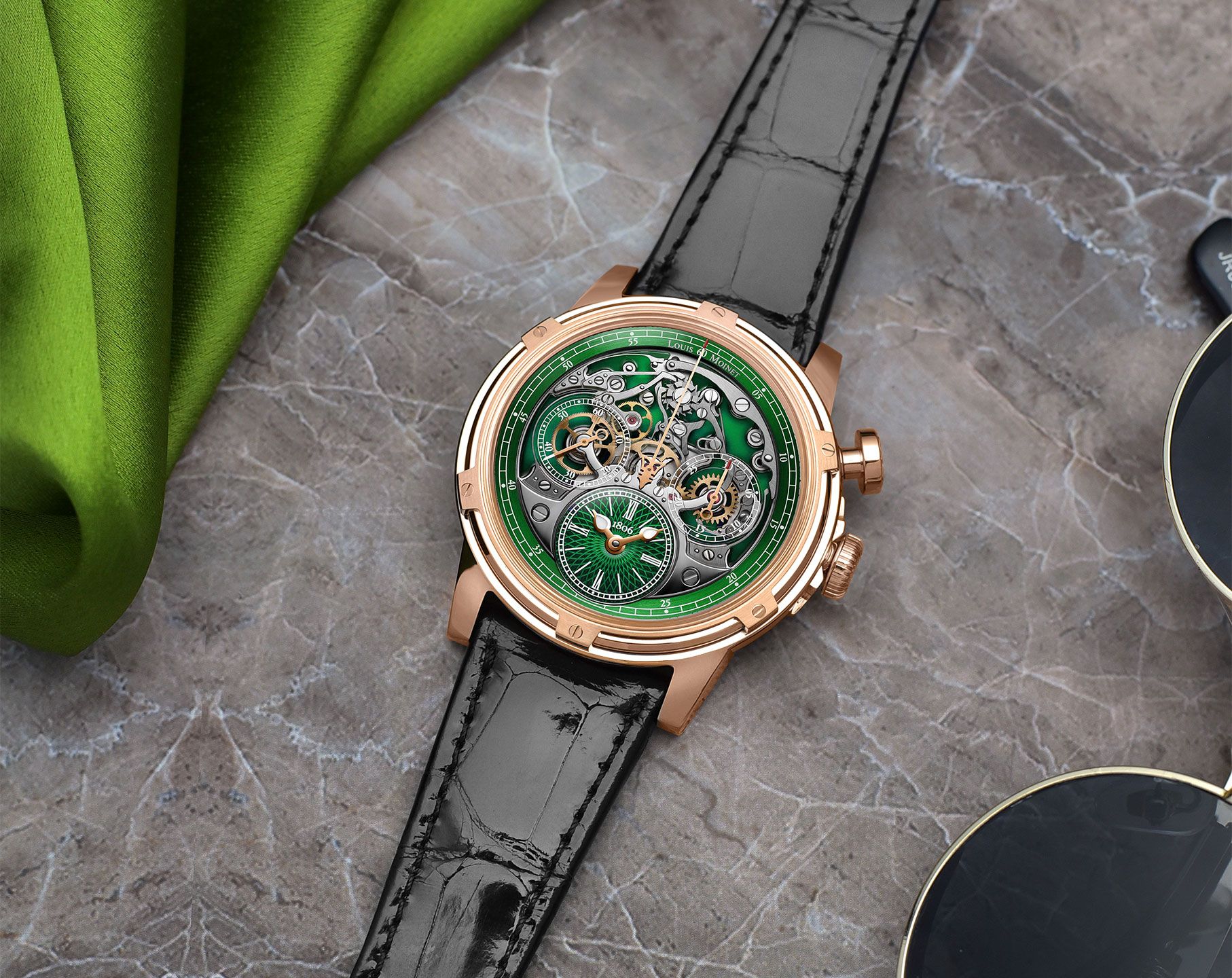 Louis Moinet Mechanical Wonders Memoris 18K Green Dial 46 mm Automatic Watch For Men - 7