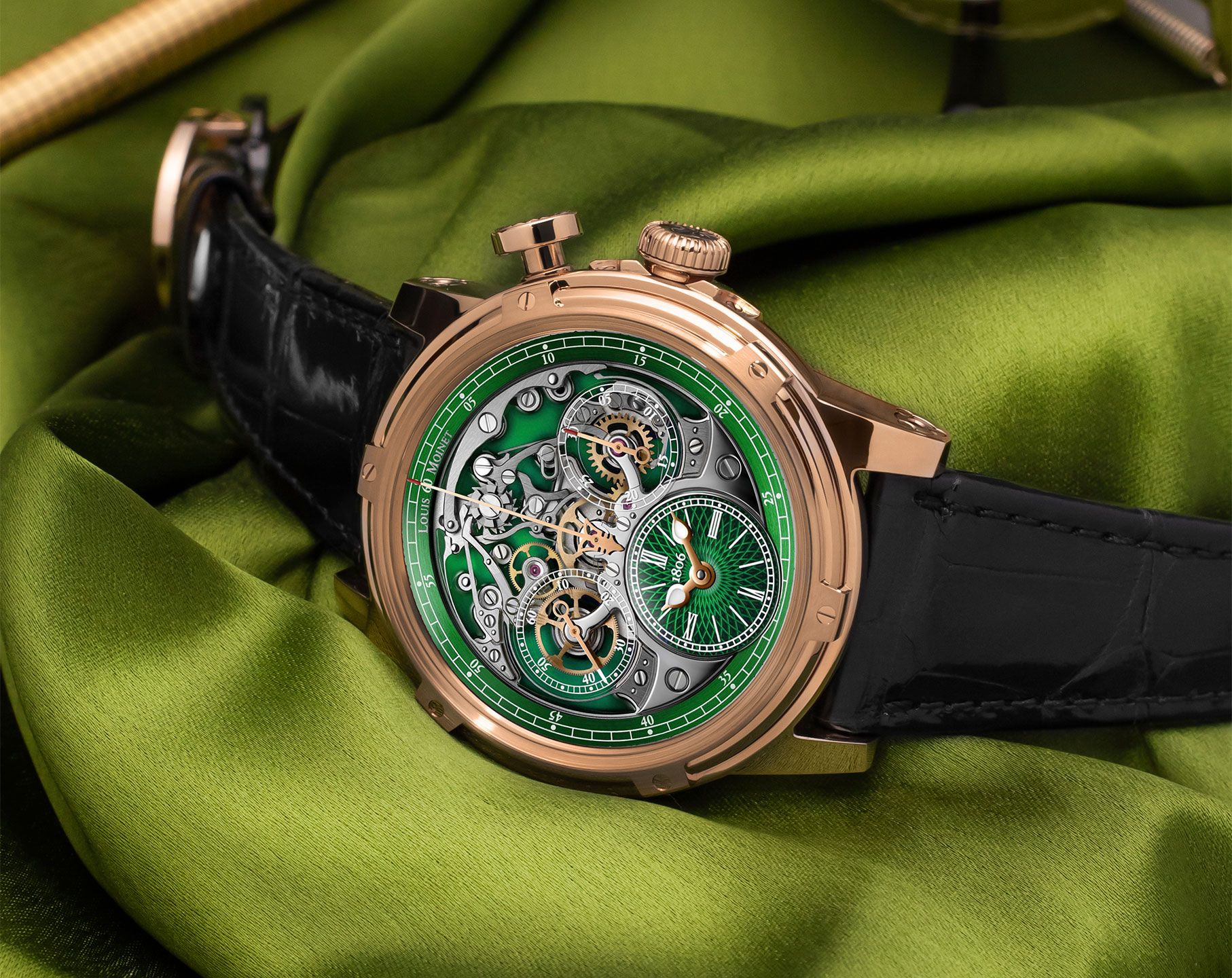 Louis Moinet Mechanical Wonders Memoris 18K Green Dial 46 mm Automatic Watch For Men - 5