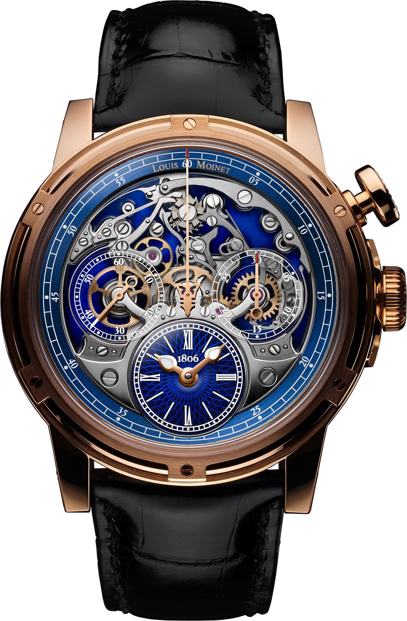 Louis Moinet Mechanical Wonders Memoris 18K Blue Dial 46 mm Automatic Watch For Men - 1