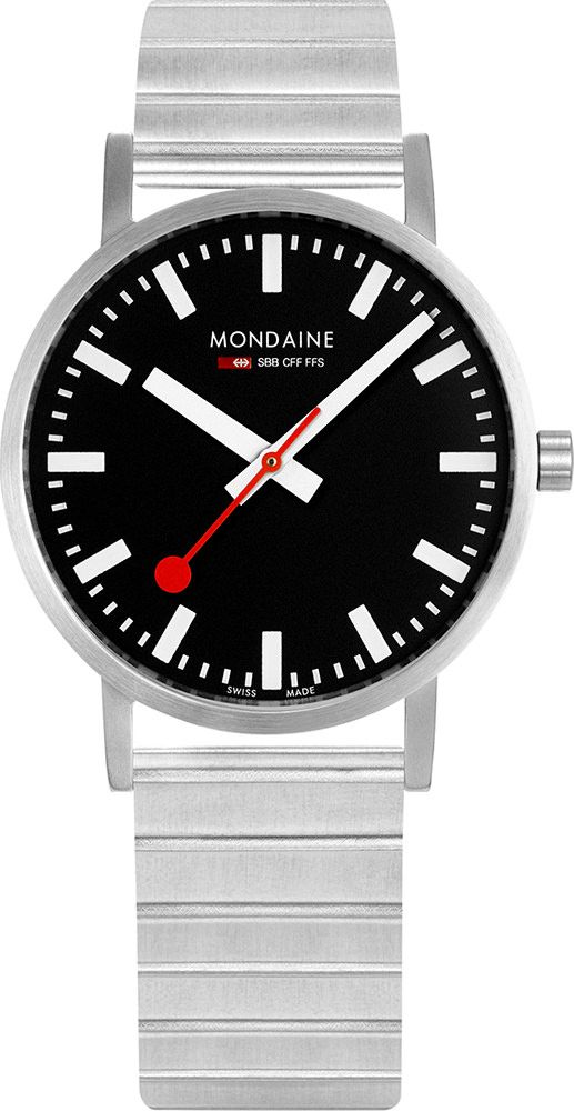 Mondaine Classic  Black Dial 36 mm Quartz Watch For Women - 1