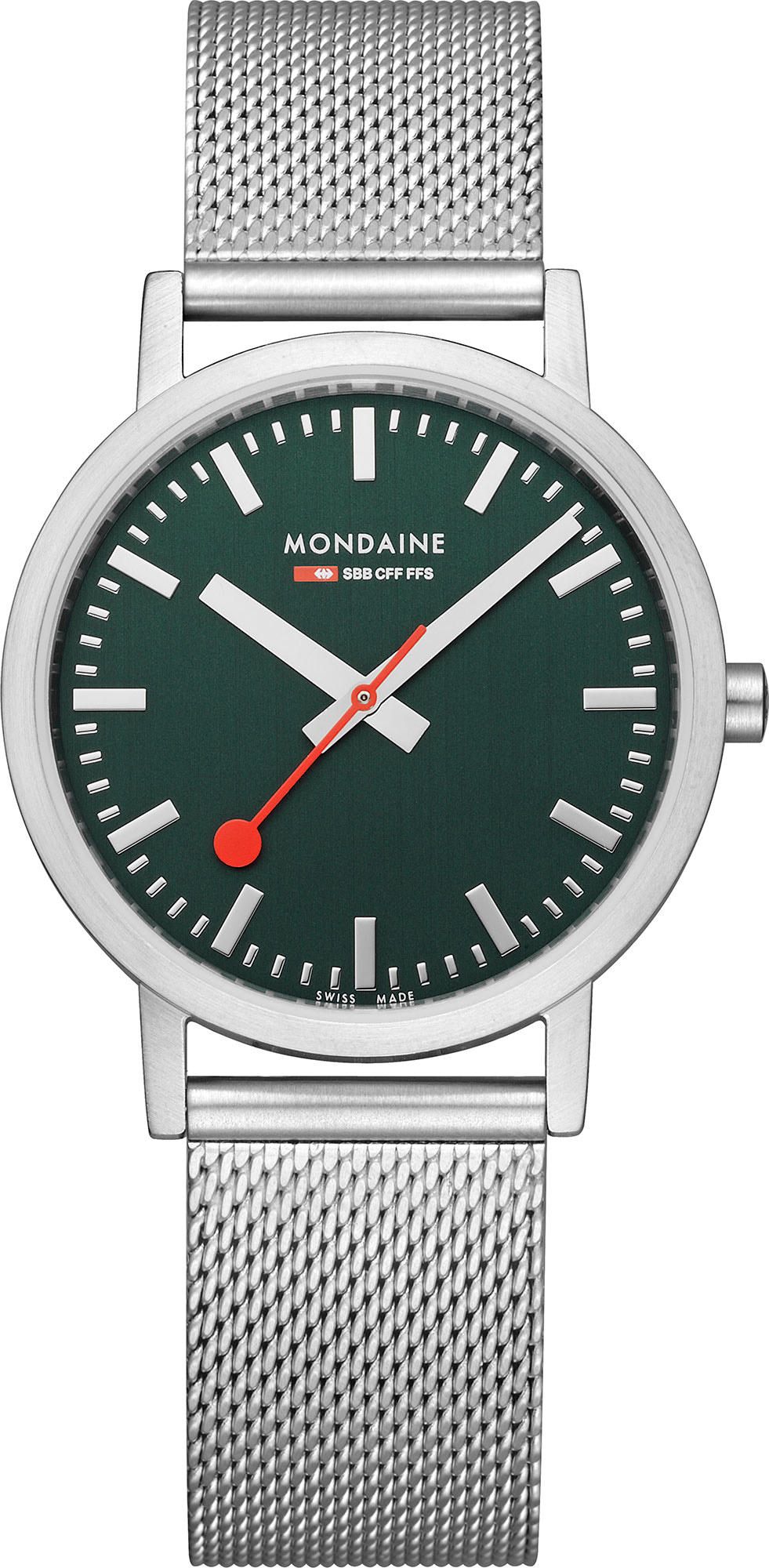 Mondaine Classic  Green Dial 36 mm Quartz Watch For Unisex - 1