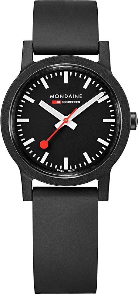 Mondaine Essence Eco-Friendly  Black Dial 32 mm Quartz Watch For Unisex - 1