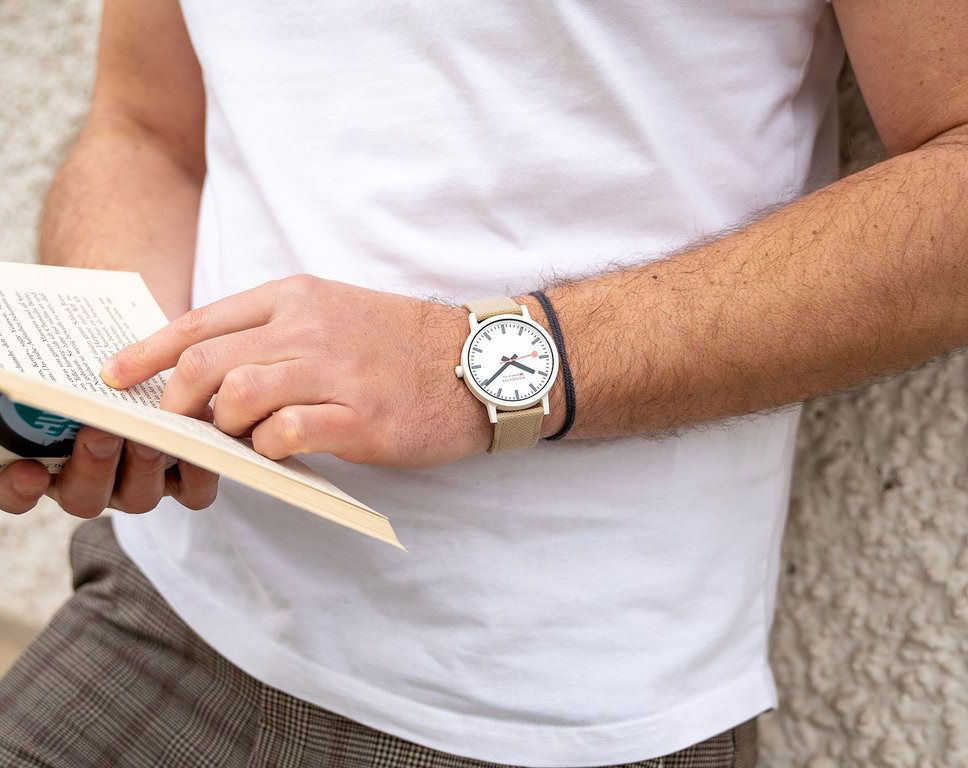 Mondaine Essence Eco-Friendly  White Dial 41 mm Quartz Watch For Men - 5