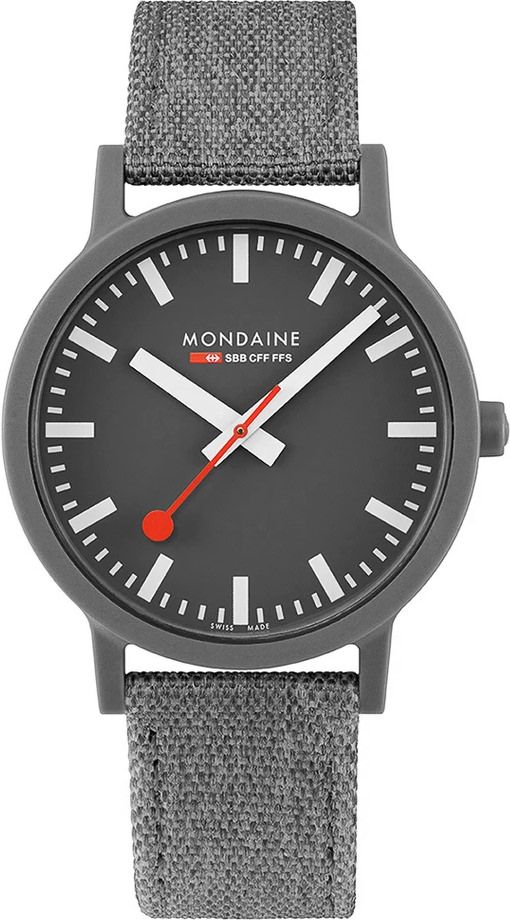 Mondaine Essence Eco-Friendly  Grey Dial 41 mm Quartz Watch For Men - 1