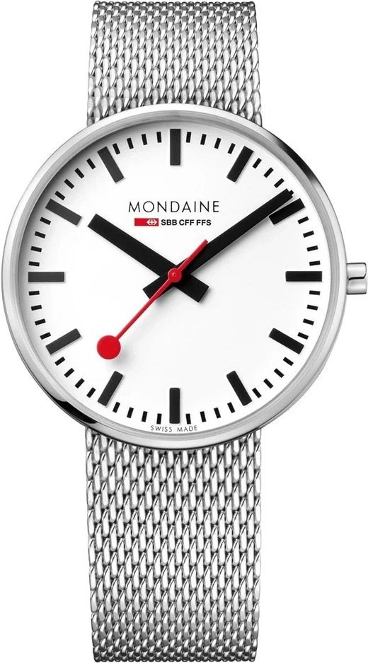 Mondaine Backlight  White Dial 42 mm Quartz Watch For Men - 1