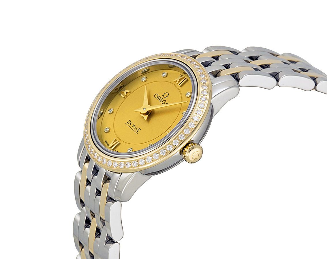 Omega De Ville Prestige Yellow Dial 24.4 mm Quartz Watch For Women - 3