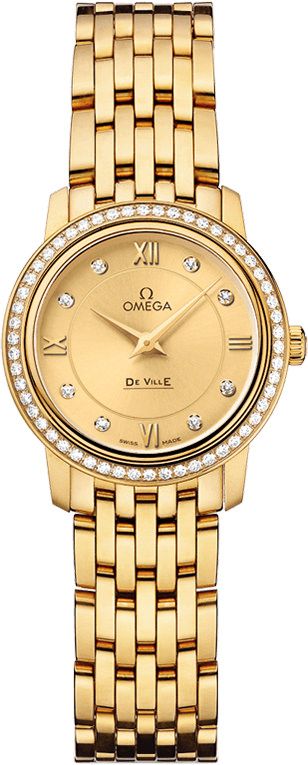 Omega De Ville Prestige Yellow Dial 24.4 mm Quartz Watch For Women - 1