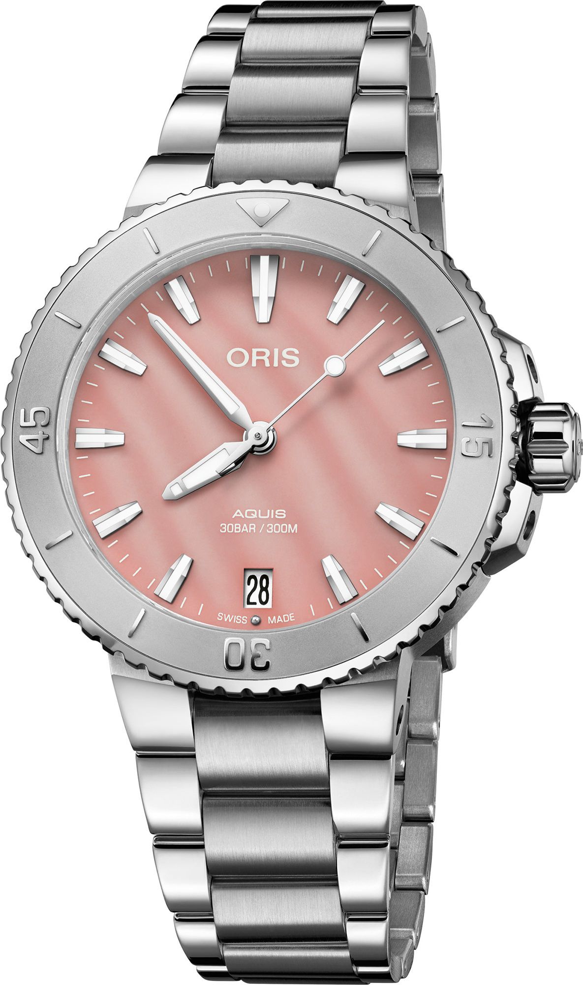 Oris Aquis Aquis Date Pink MOP Dial 36.5 mm Automatic Watch For Women - 1